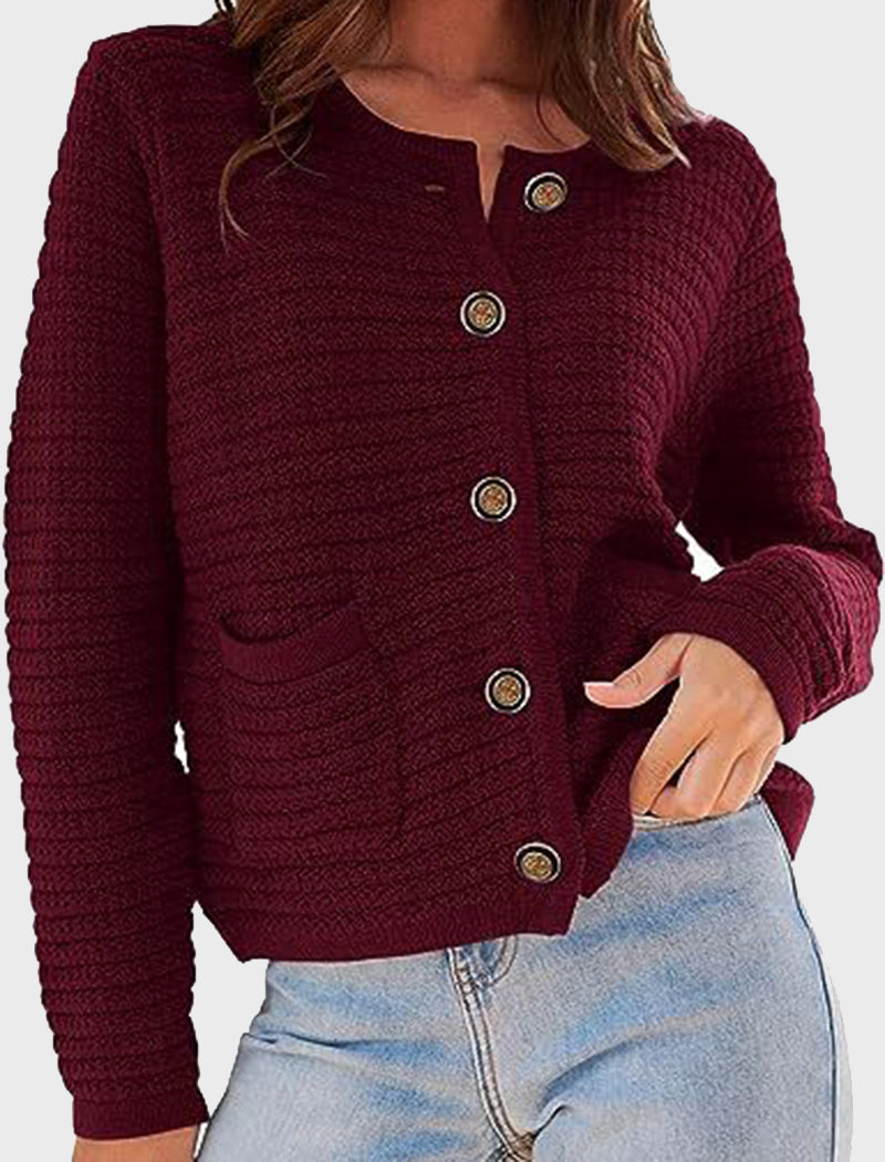 Textured Button-Up Cardigan