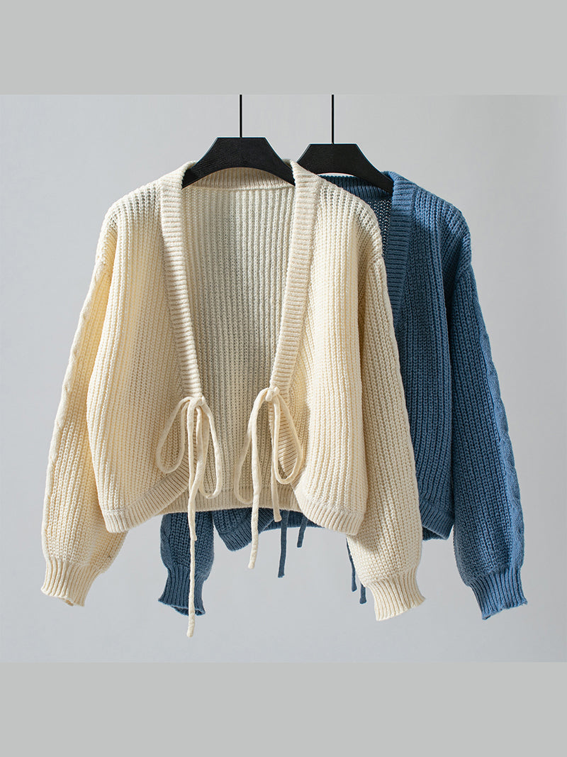 Knotted V-Neck Sweater
