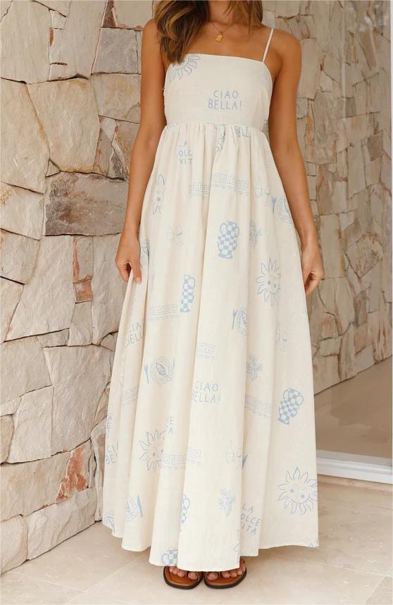 Floral Print Smocked Maxi Dress