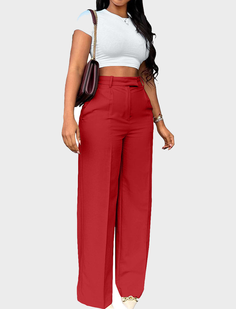 High-Waist Straight-Leg Pants