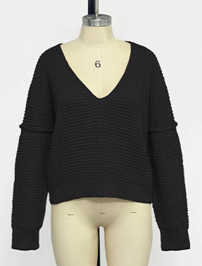 V-Neck Loose Fit Knit Sweater