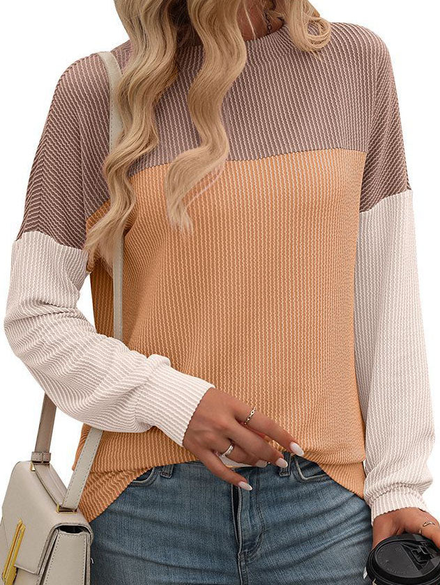 Ribbed Knit Colorblock Pullover