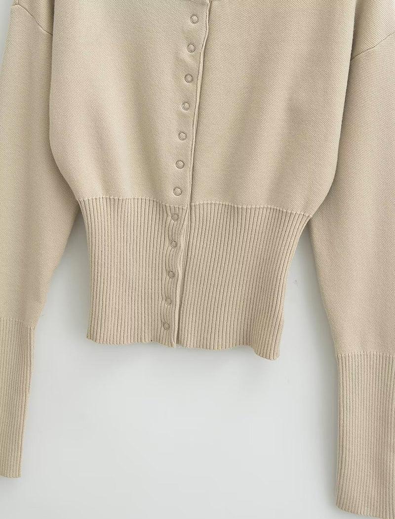 Knitted Crop Buttoned Cardigan