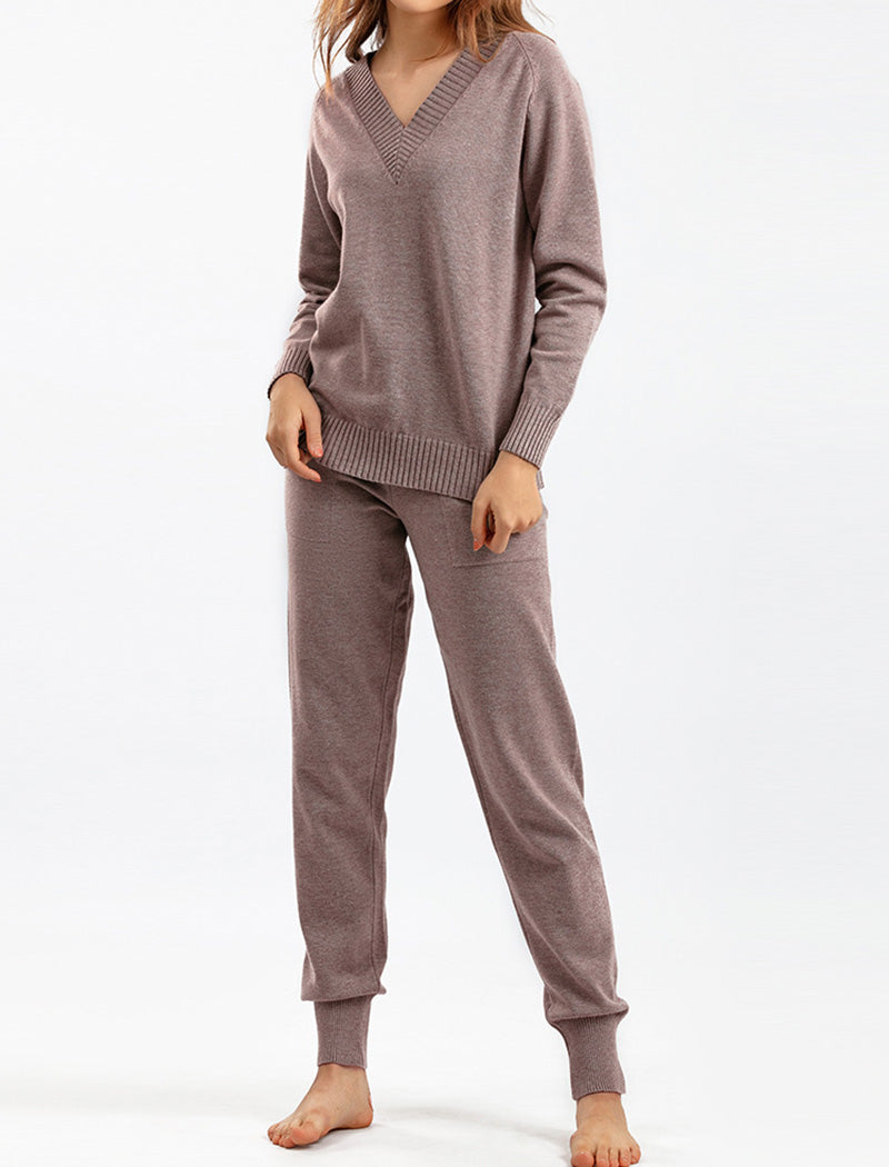 V-Neck Relaxed Knit Set