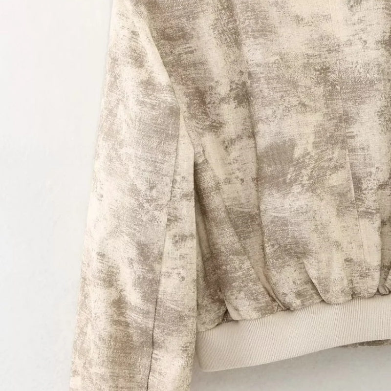 Cropped Textured Zip-Up Jacket