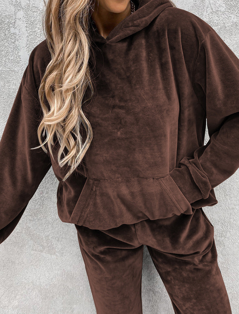 Velour Hoodie and Jogger Lounge Set