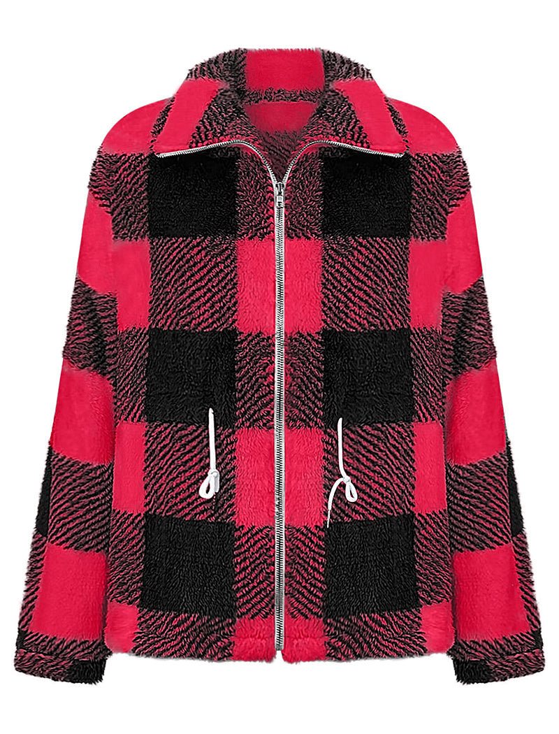 Plaid Pattern Zipper Jacket