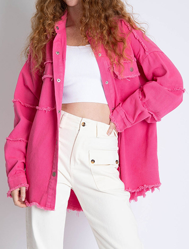 Oversized Peace Graphic Denim Jacket