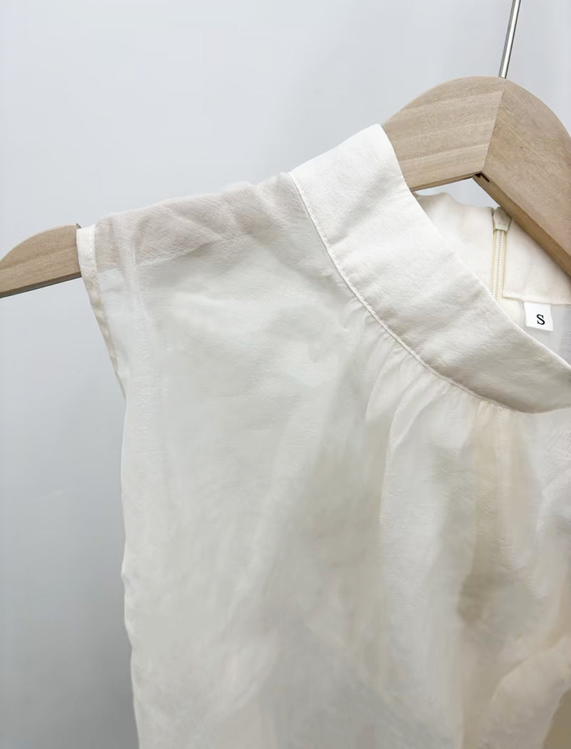 Solid Bow Sleeveless Top