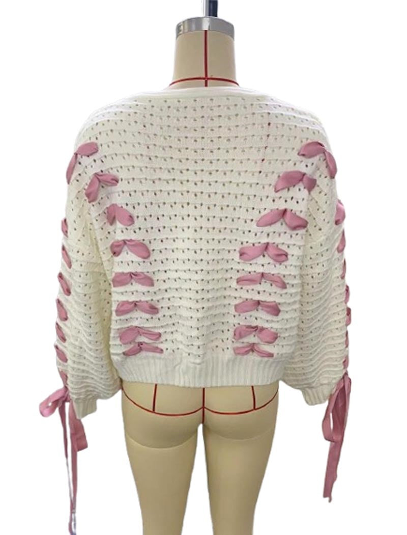 V-neck Tie-front Knit Cardigan