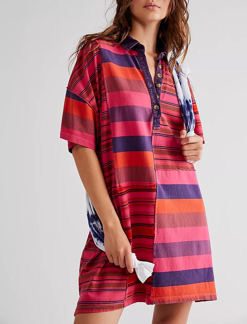 Striped Patchwork Oversized Mini Dress