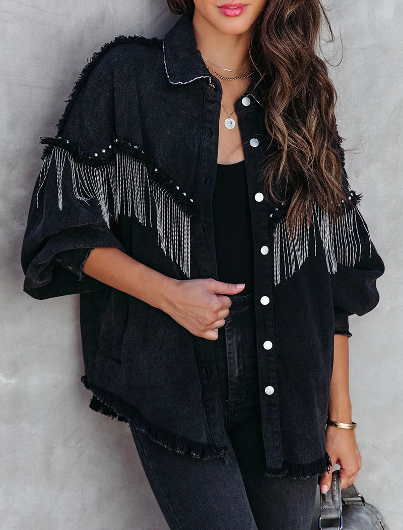 Fringed Frayed Denim Jacket
