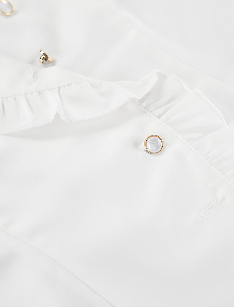 Ruffle Trim Long Sleeve Shirt