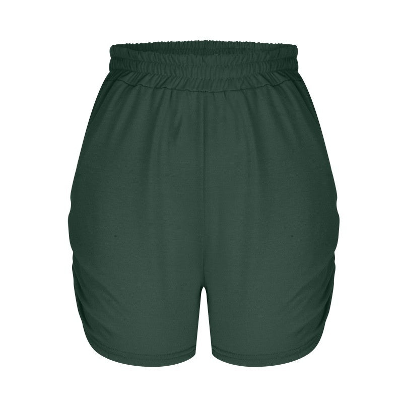 Casual High-Waisted Shorts with Side Ruching