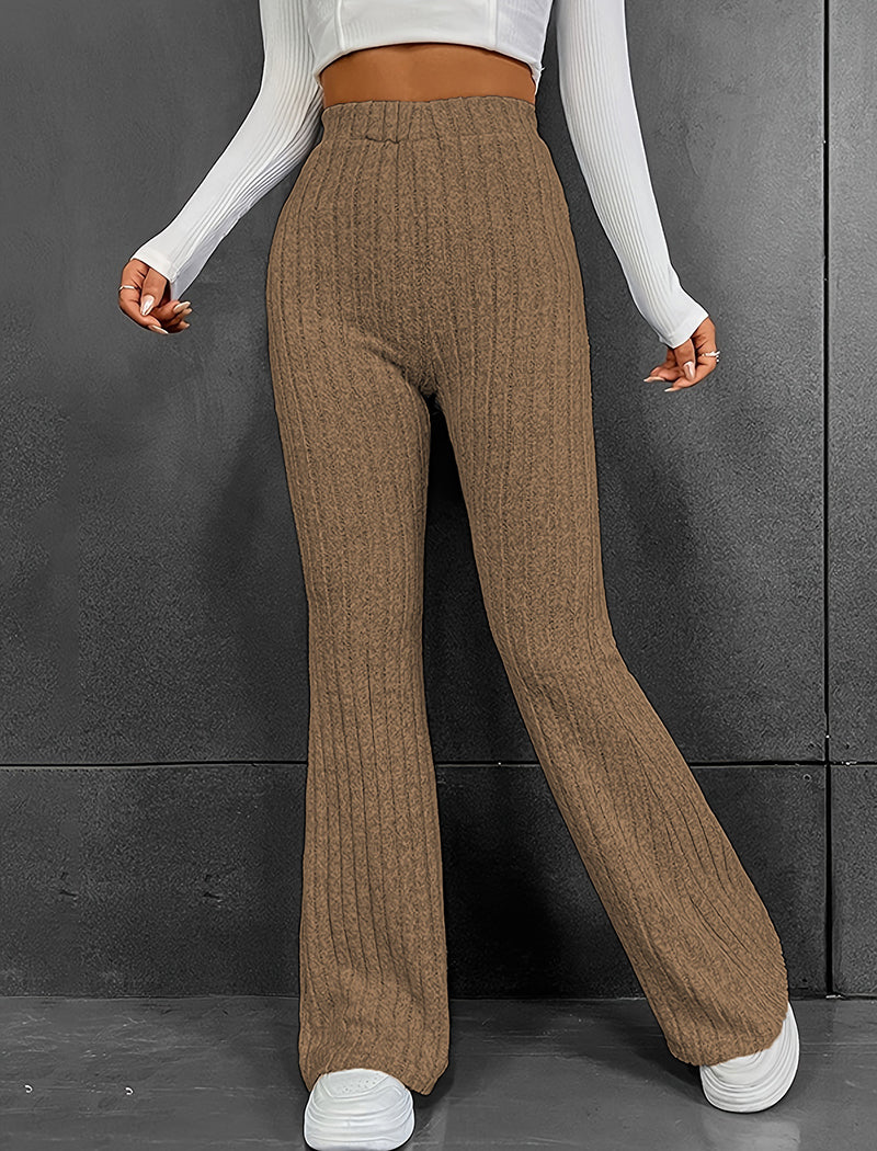 Ribbed High-Waisted Flare Pants