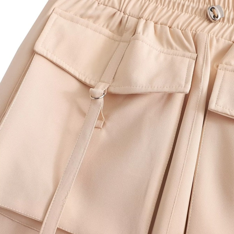 Elastic Waist Skirt with Utility Pockets