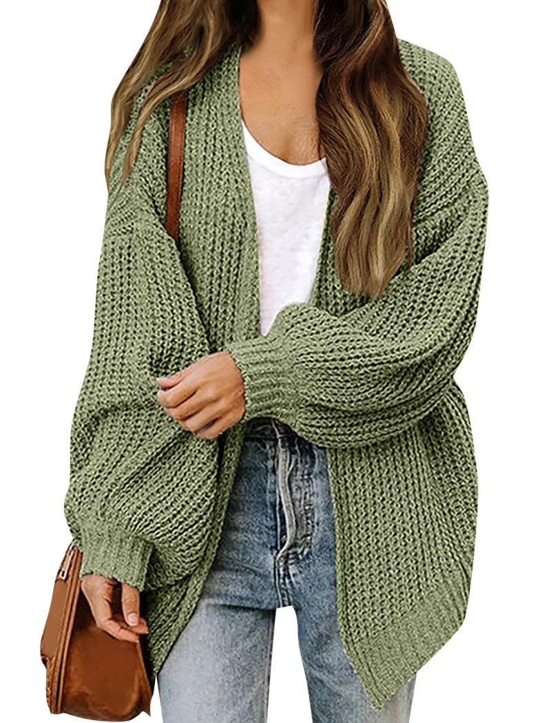 Lantern Sleeve Knit Cardigan