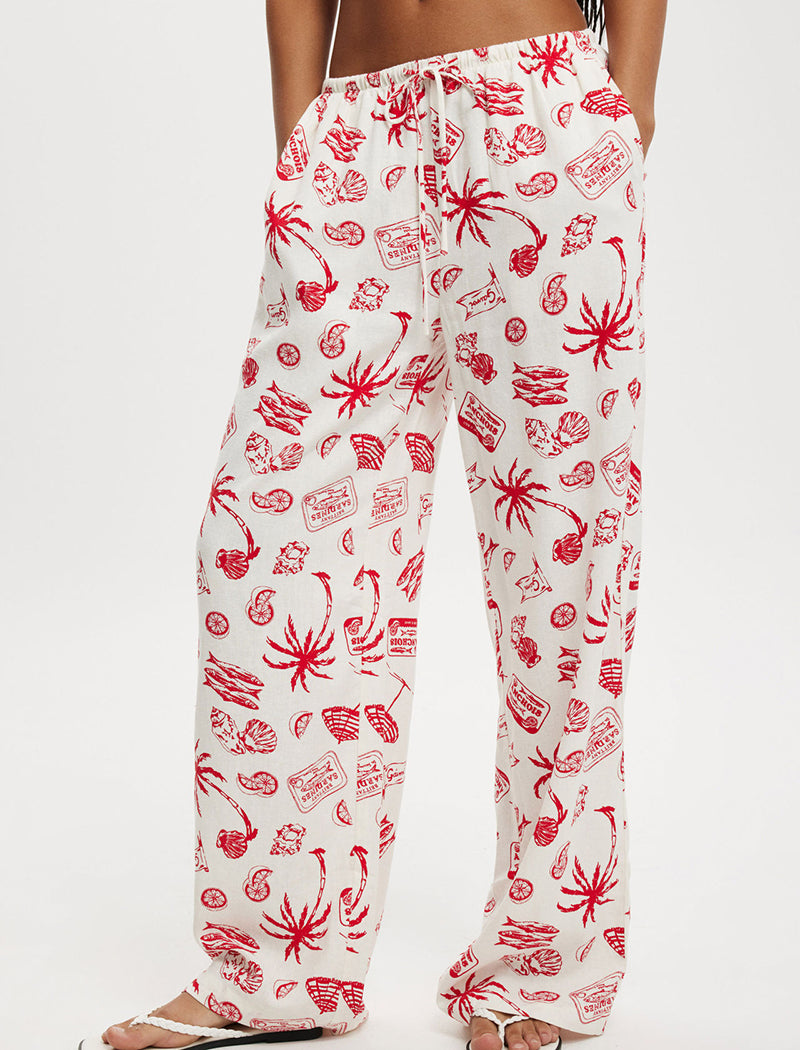 High-Waisted Graphic Wide-Leg Pants
