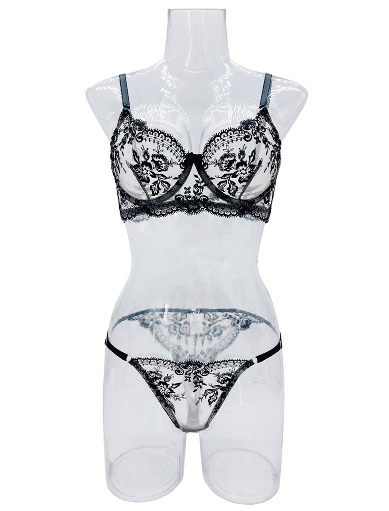 Floral Mesh Lingerie Set