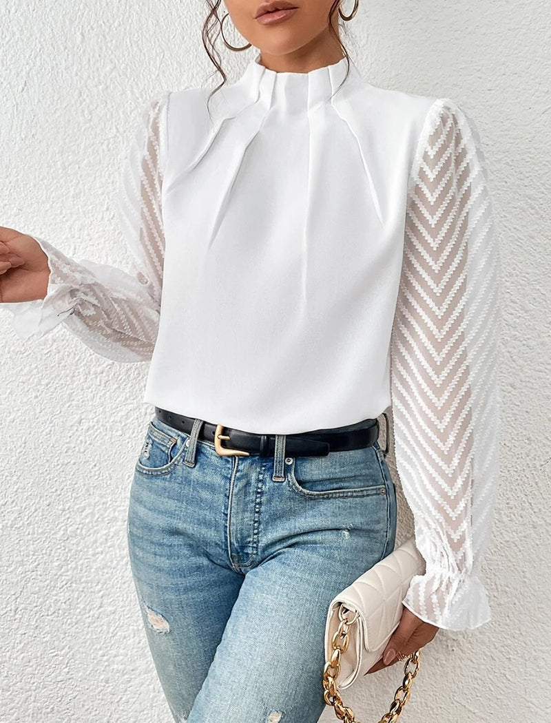 Sheer Sleeve Blouse