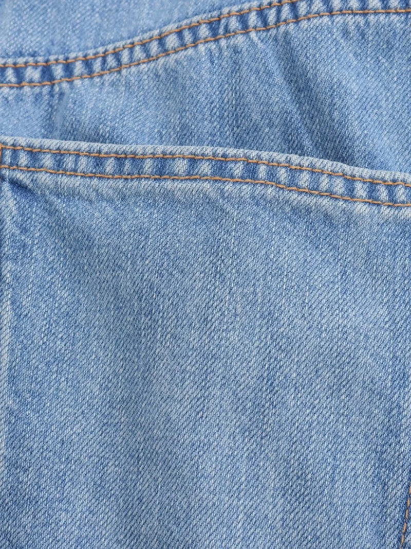 Denim Open-Back Strappy Romper