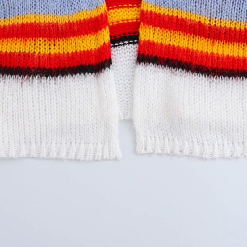 Multicolor Striped Chunky Cardigan