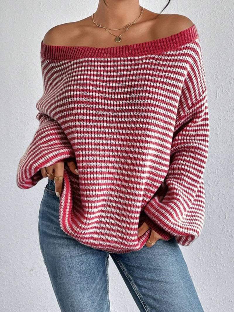 Striped Off-Shoulder Sweater