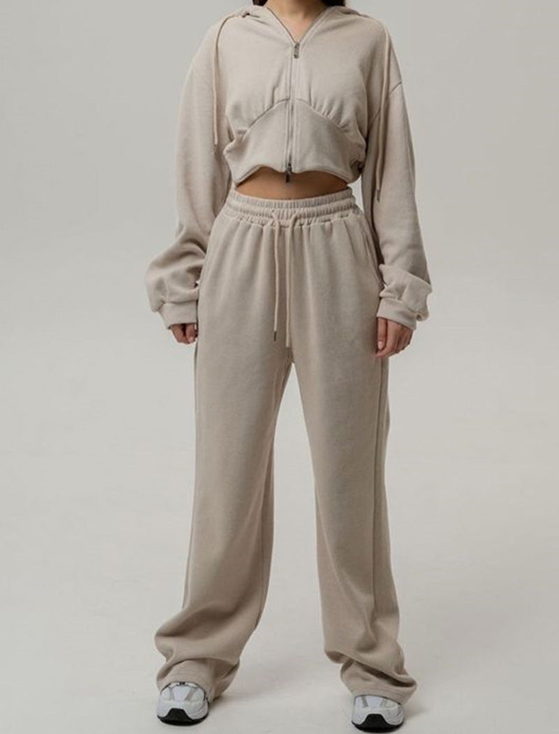 Cropped Zip-Up Hoodie and Joggers Set