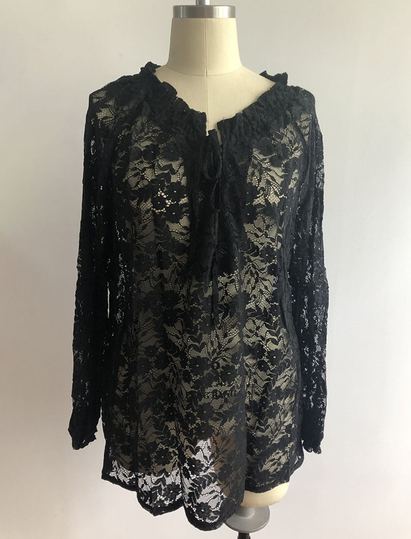 V-Neck Lace Blouse