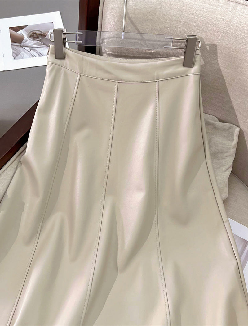 High-Waisted Pleated A-Line Skirt