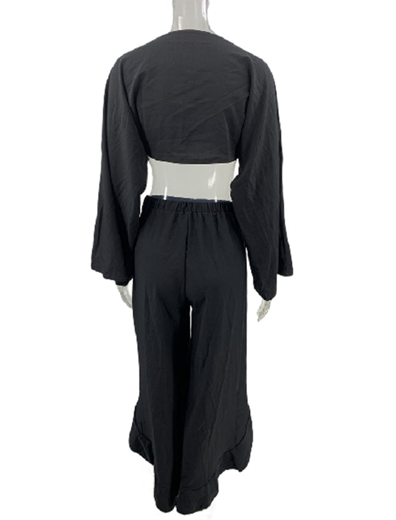 Flowy Crop Top and Pants Set