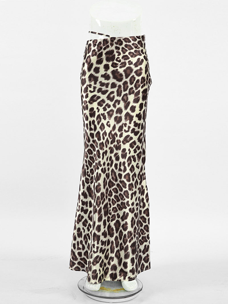 Leopard Cutout Maxi Skirt