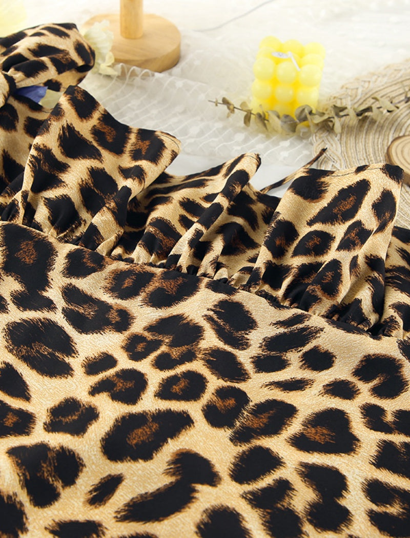 Leopard Print Long Sleeve Top and Pants Set