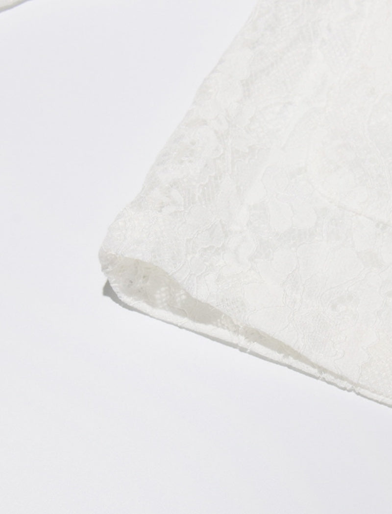 Lace Top and Wide-Leg Pant Set