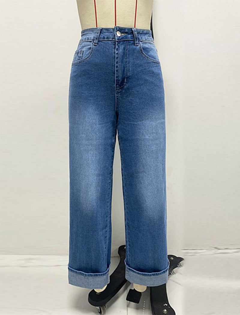 Wide-Leg Jeans with Contrast Hem
