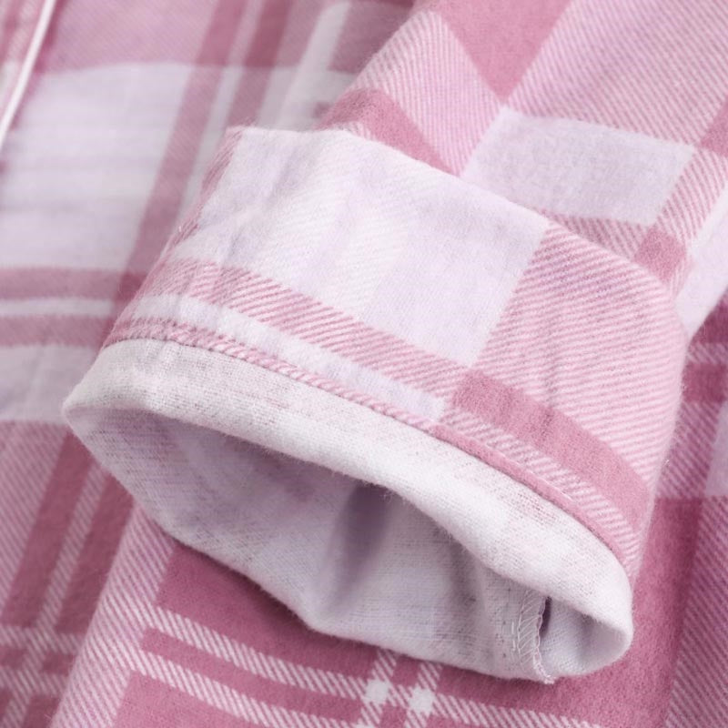 Loose Fit Plaid Long Sleeve Top and Pants Set