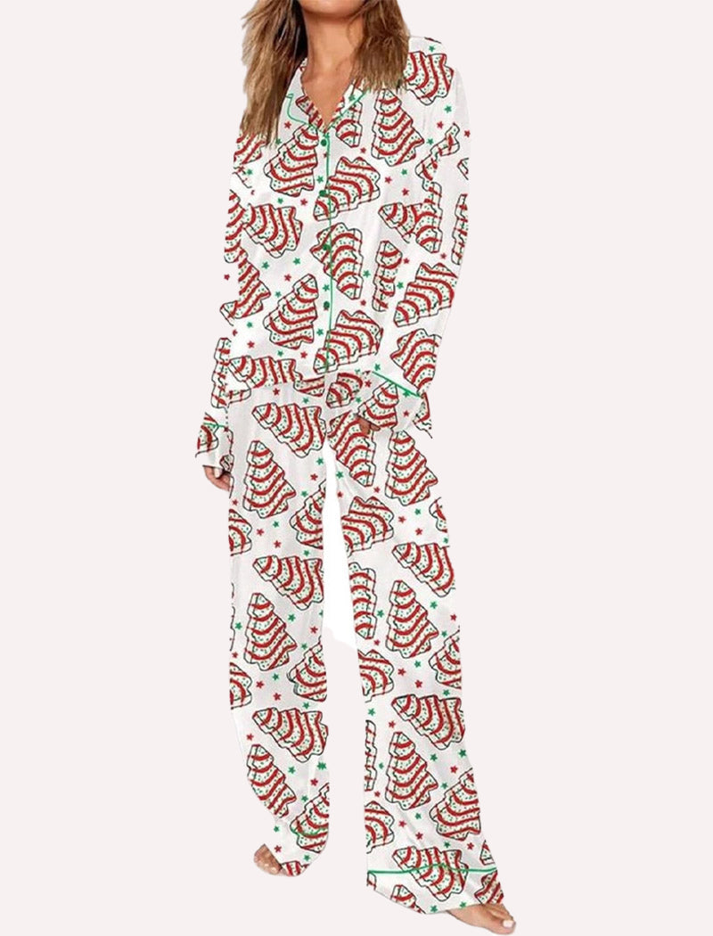 Short-Sleeve Christmas Print Pajama Set