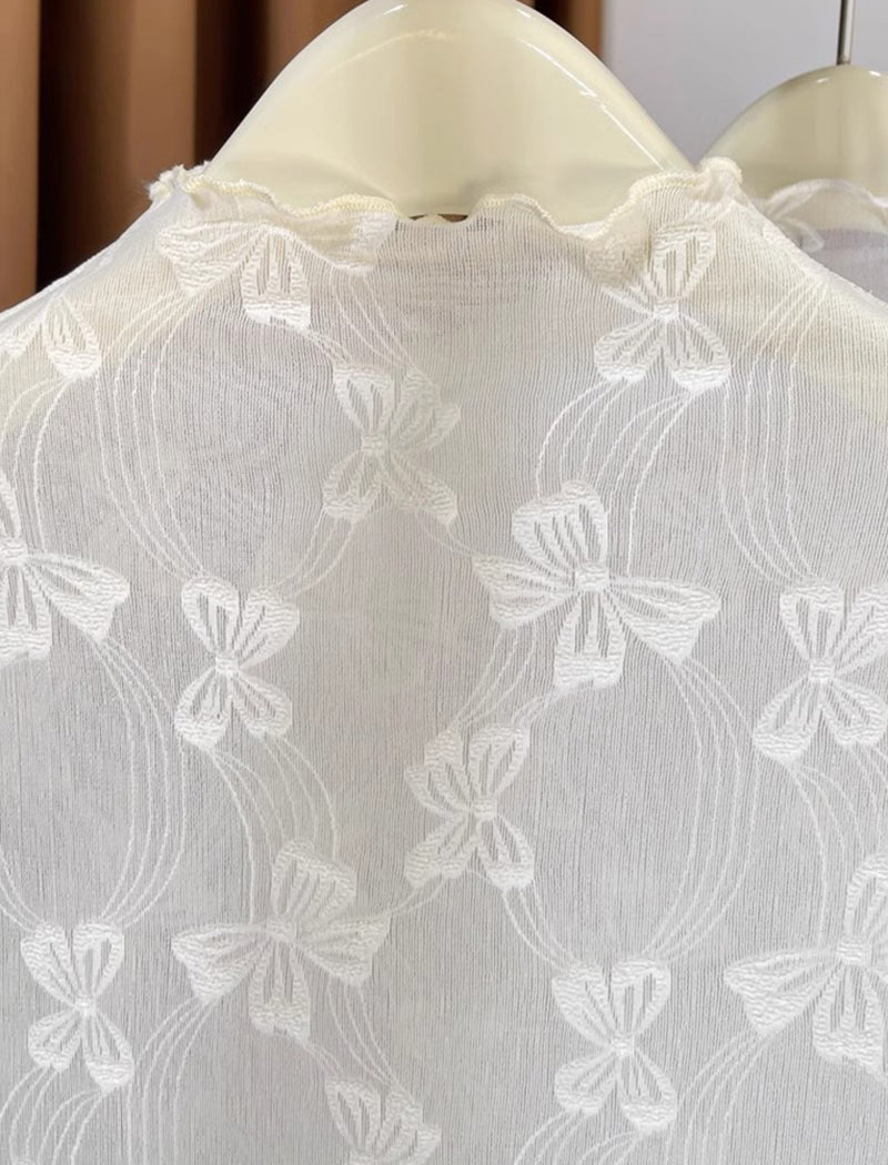 Sheer Floral Lace Long Sleeve Top