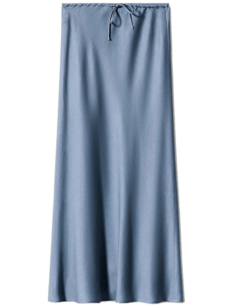 Drawstring Satin Maxi Skirt