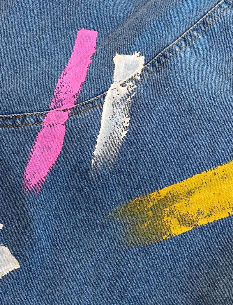 Painted Denim Jacket and Skirt Set