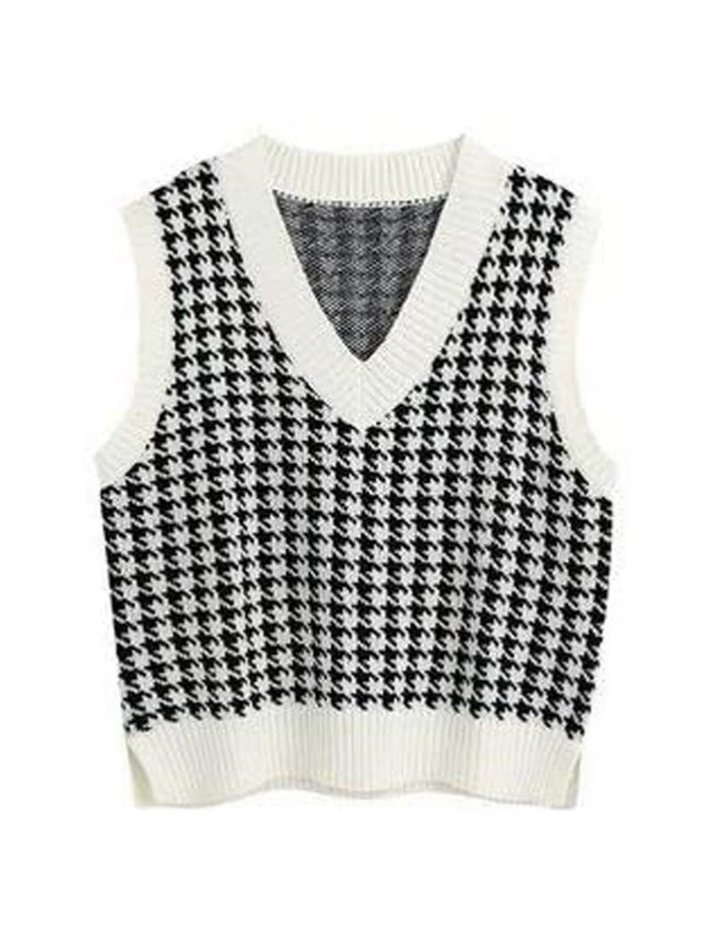 Houndstooth Knit Vest