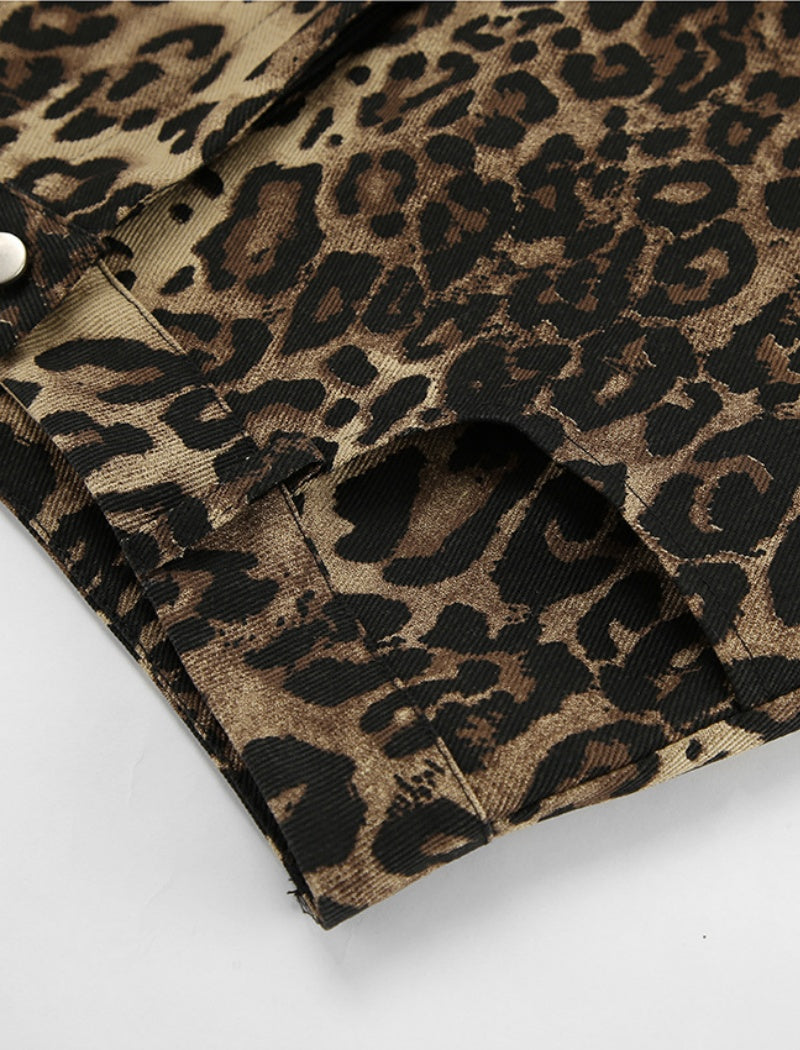 Leopard Print Wide-Leg Jeans