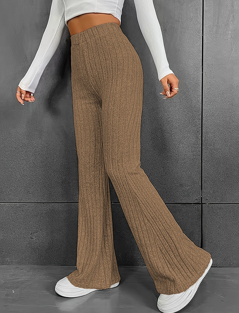 Ribbed High-Waisted Flare Pants
