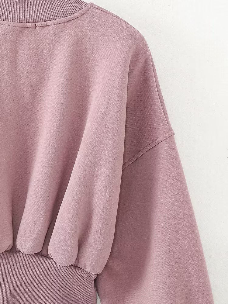 Zip-Up Crop Jacket and Wide-Leg Pants Set