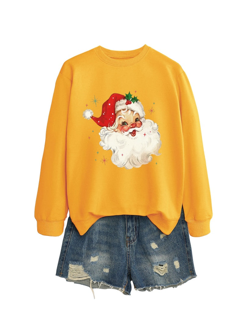 Vintage Santa Print Casual Top