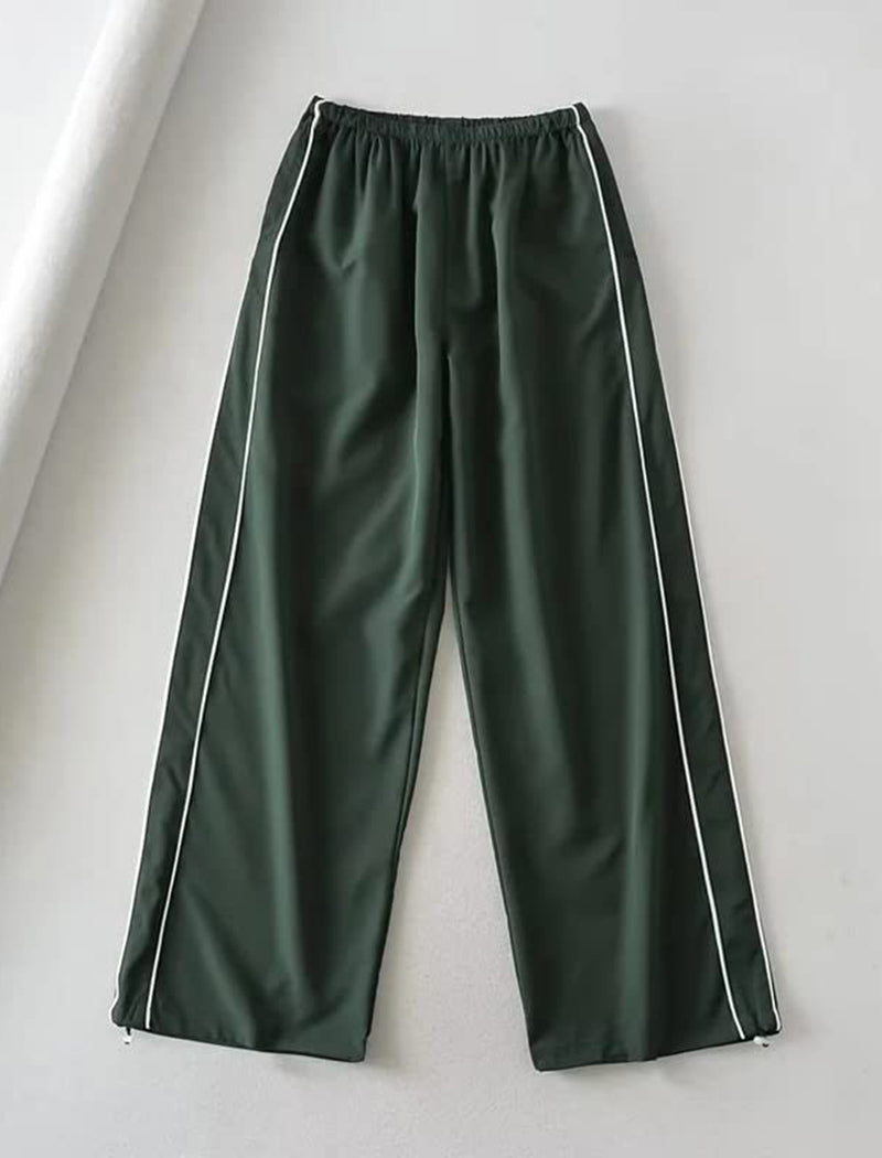 Track-Style Wide-Leg Pants