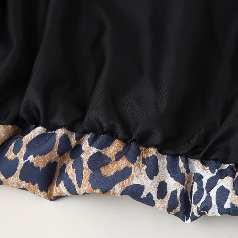 Leopard Print Zip-Up Puffer Jacket