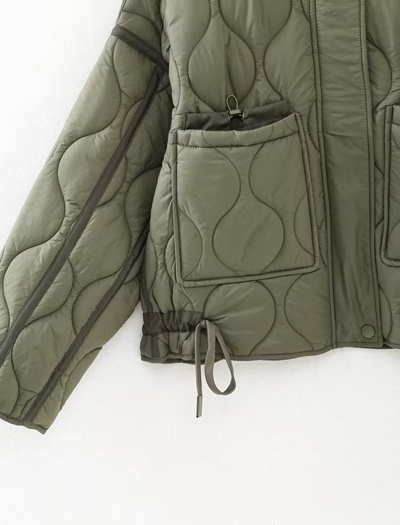 Quilted High-Collar Oversized Jacket