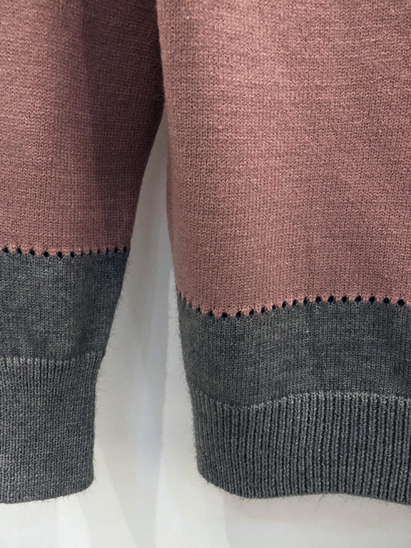 Leopard Print Colorblock Knit Sweater