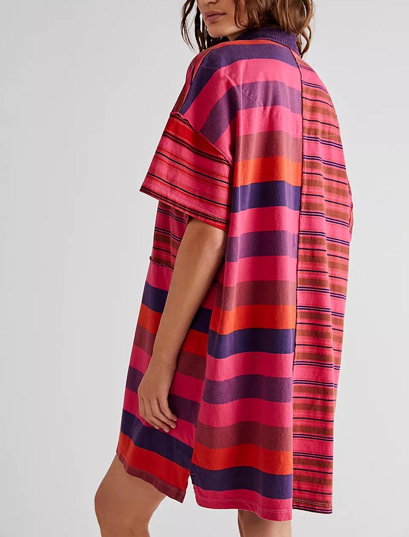 Striped Patchwork Oversized Mini Dress